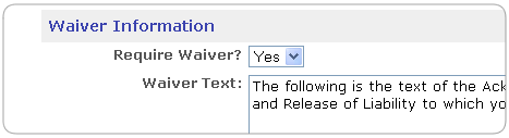 ClearThunder includes an optional feature that requires participants to accept an online waiver agreement.