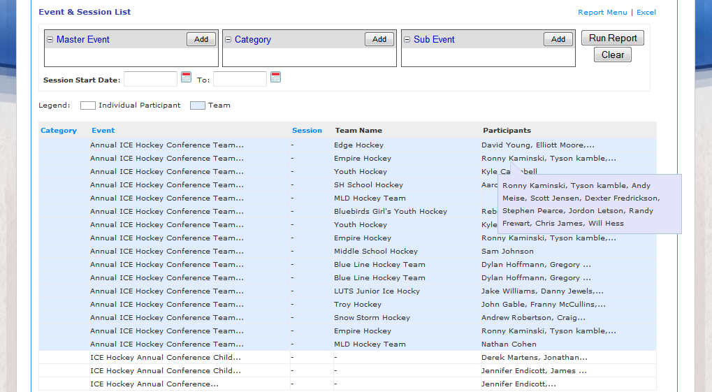 Clear Thunder will provide printable versions of participant lists and rosters to be used by event coordinators and volunteers for check-in. 